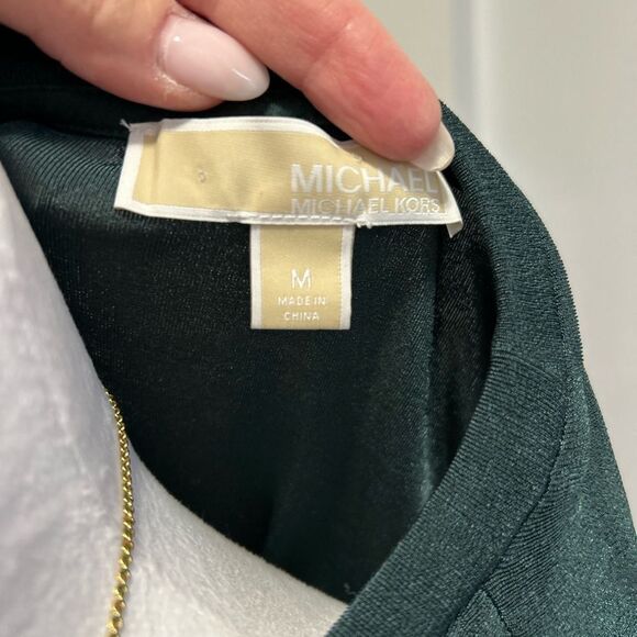 Michael Kors Green Sheath Dress Long Sleeve Crew Neck - Picture 7 of 8